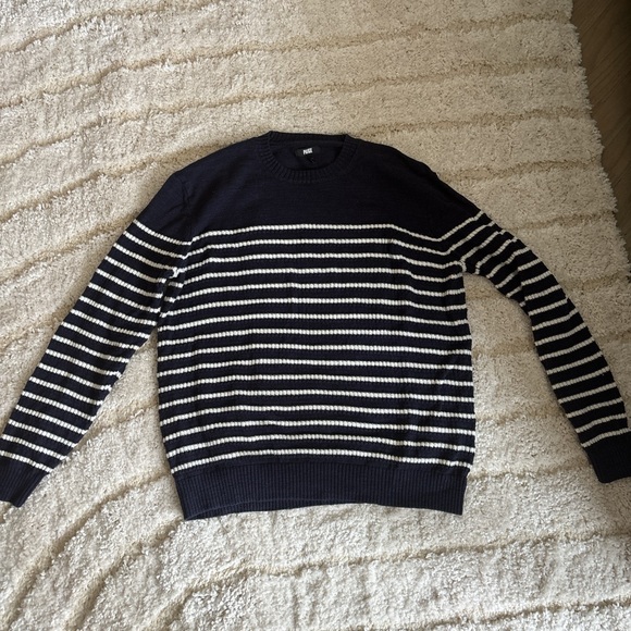 Navy Striped Men's Sweater - Picture 1 of 4